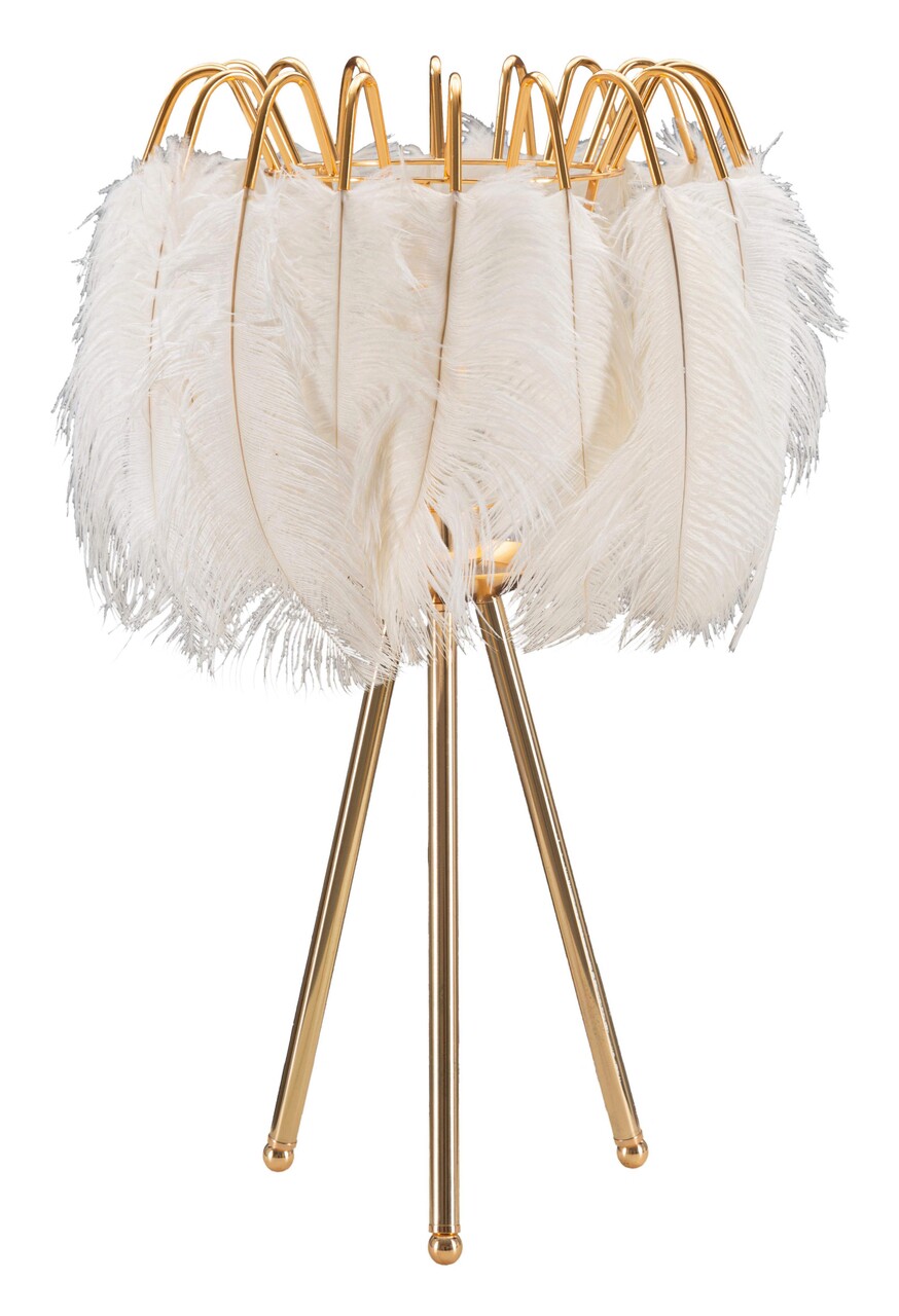 Lampa de masa Feather, Mauro Ferretti, Ø40 x 60 cm, 1 x E27, 40W, fier/plastic, auriu/alb - imagine 7